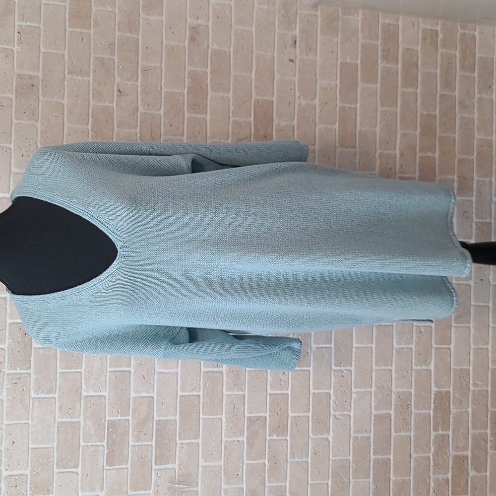 Sandwich Women's Aqua Jersey 3/4 Sleeve Long Sweater (Sz L)